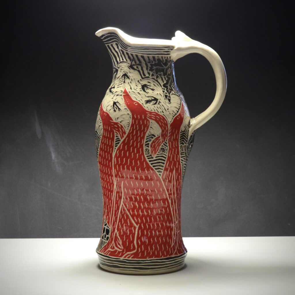 Six Red Dog Pitcher by Simon Olley